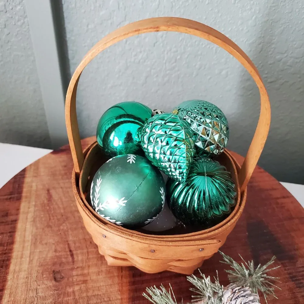 Longaberger 1993 Inaugural Basket Protector & 6 Christmas Holiday Ornaments